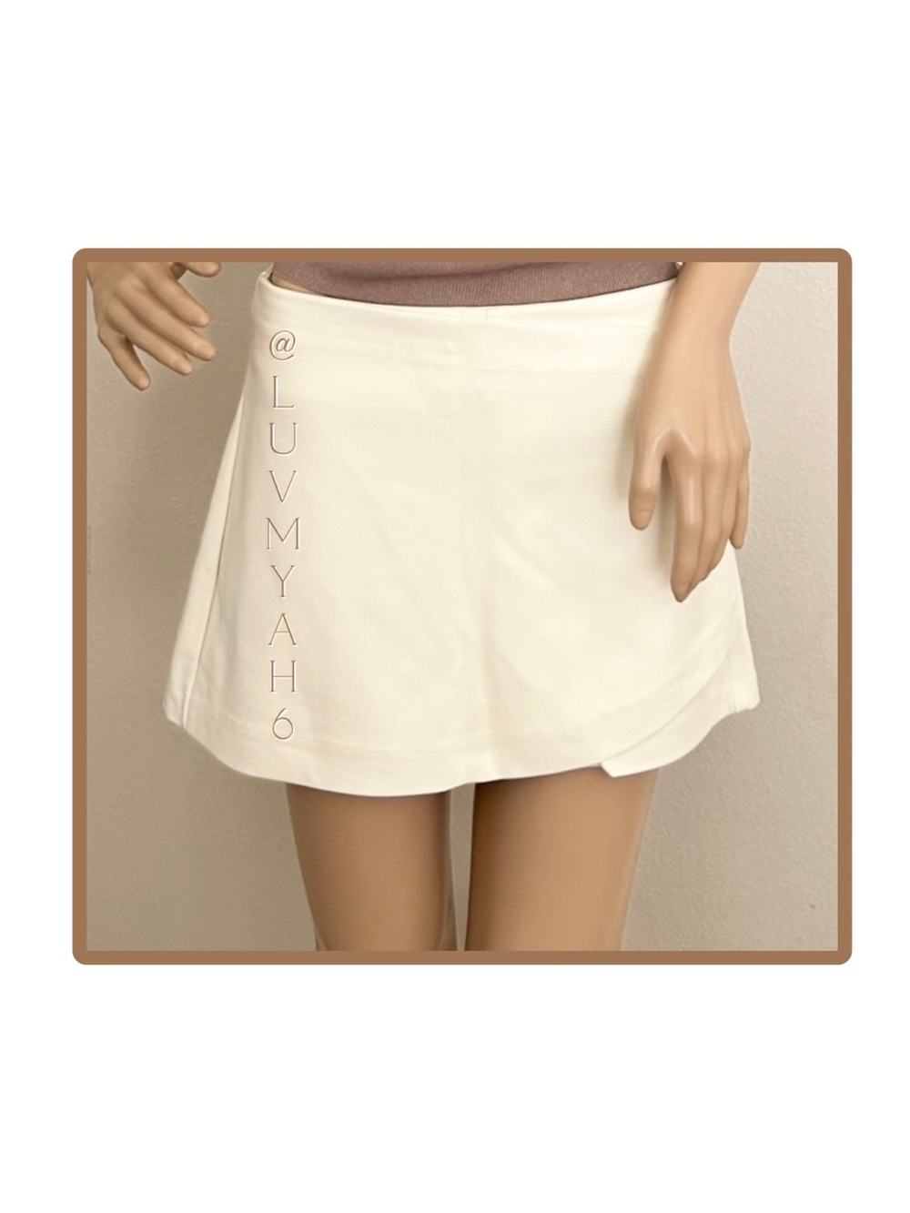 Cream Vegan Leather Mini Skirt/Skort
